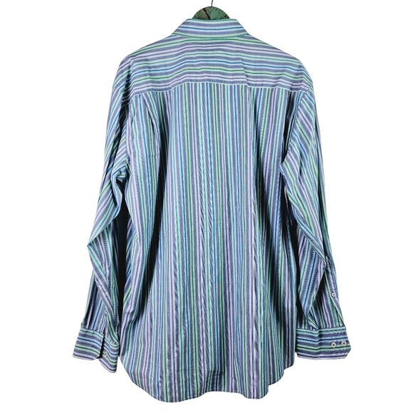 Alan Flusser Stripped Contrasting Men's Button-up Dress Shirt, Sz XL - Picture 2 of 7